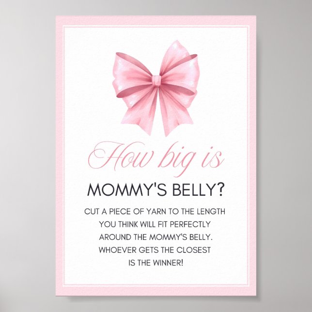 Affiche Panneau de Baby shower Coquette Bow rose (Devant)