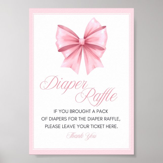 Affiche Panneau de Baby shower Coquette Bow rose (Devant)
