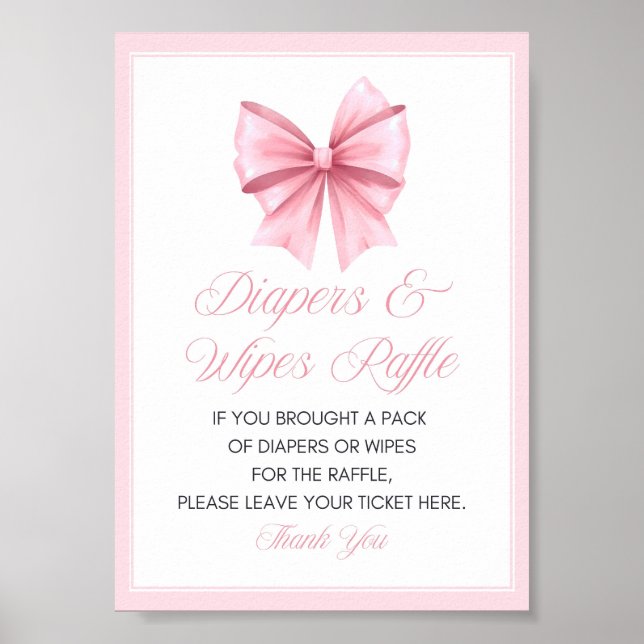 Affiche Panneau de Baby shower Coquette Bow rose (Devant)