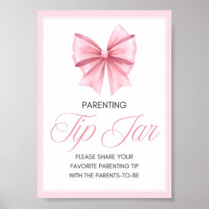 Affiche Panneau de Baby shower Coquette Bow rose