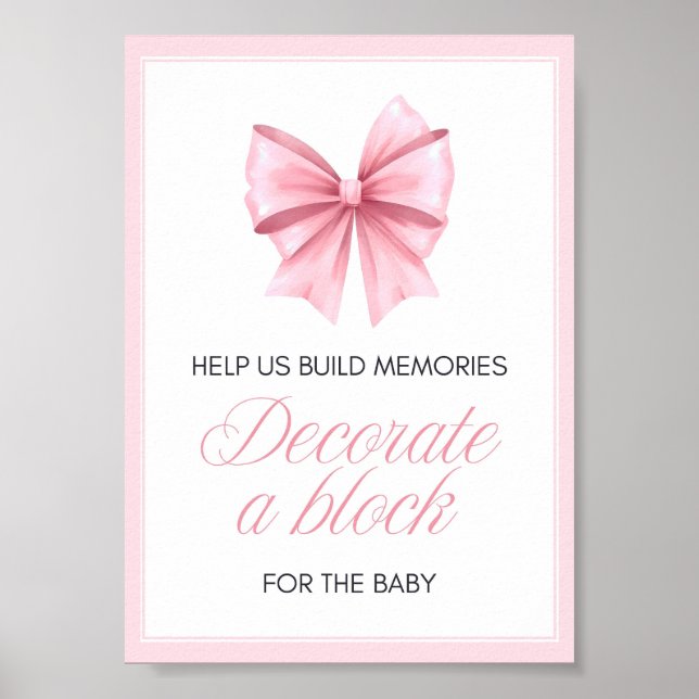 Affiche Panneau de Baby shower Coquette Bow rose (Devant)