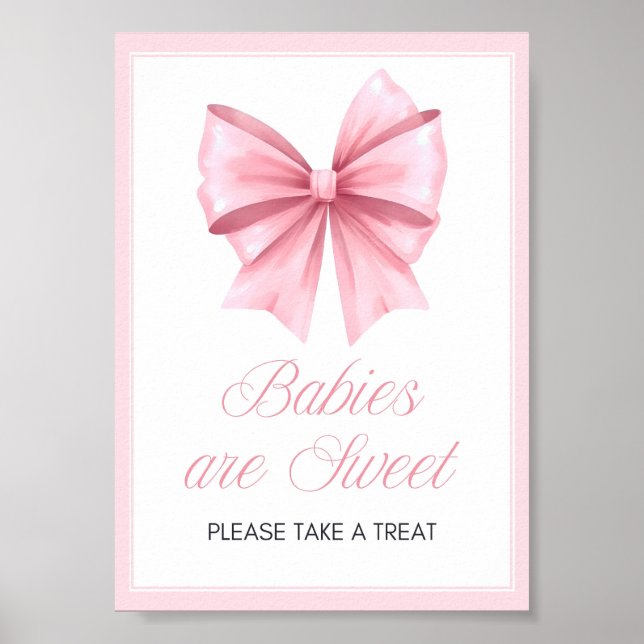 Affiche Panneau de Baby shower Coquette Bow rose (Devant)