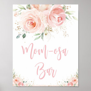 Affiche Panneau de Baby shower de bar maman-osa rose pâle