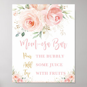 Affiche Panneau de Baby shower de bar maman-osa rose pâle