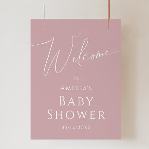 Affiche Panneau de Baby shower de bienvenue du Rose Dusty 