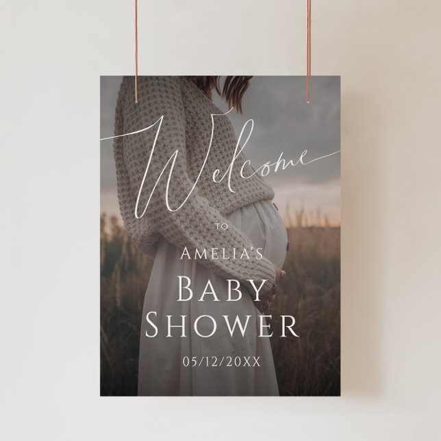 Affiche Panneau de Baby shower de bienvenue photo neutre e (Créateur téléchargé)