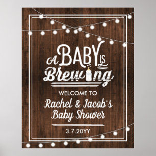 Affiche Panneau de Baby shower de bienvenue Rustic A Baby