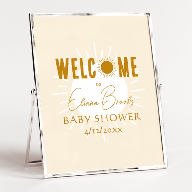 Affiche Panneau de Baby shower de bienvenue Rustique Boho  (Créateur téléchargé)