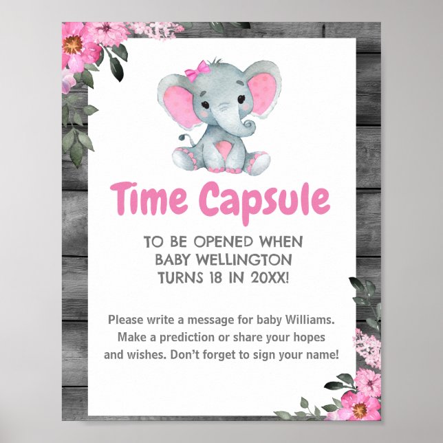 Affiche Panneau de Baby shower de la capsule de temps Girl (Devant)
