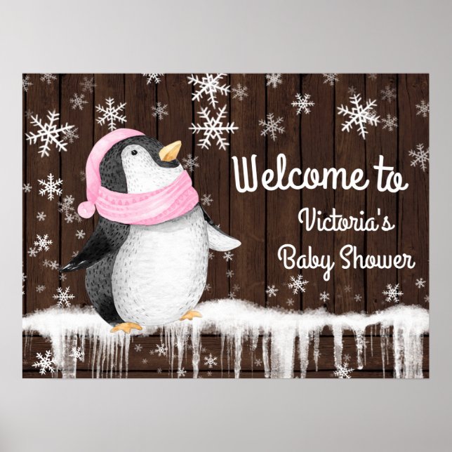 Affiche Panneau de Baby Shower d'hiver flocon de neige man (Devant)