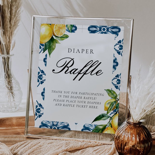 Affiche Panneau de Baby shower Diaper Raffle Lemon Positan (Créateur téléchargé)
