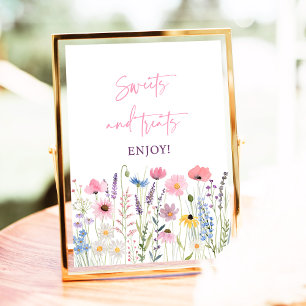 Affiche Panneau de Baby shower Fleur sauvage Rose Sweet Tr