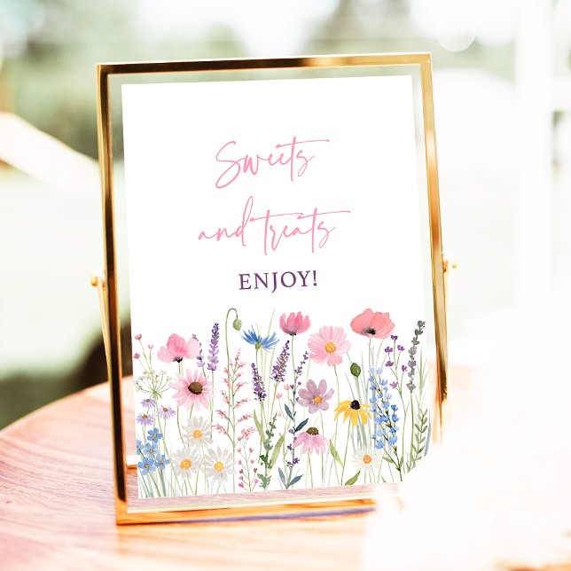 Affiche Panneau de Baby shower Fleur sauvage Rose Sweet Tr (Créateur téléchargé)