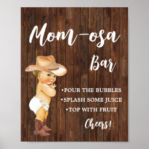 Affiche Panneau de Baby shower Mimosa Bar Momosa Bar Cowbo