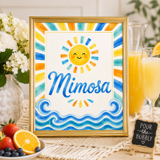 Affiche Panneau de Baby Shower Mimosa Bar - Voici le Fils