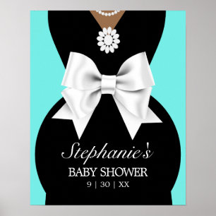 Affiche Panneau de Baby shower moderne Aqua Turquoise Ethn