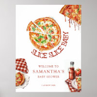 Panneau de Baby shower moderne Slice Baby Pizza 