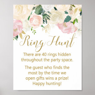 Affiche Panneau de Baby Shower Rose et Or