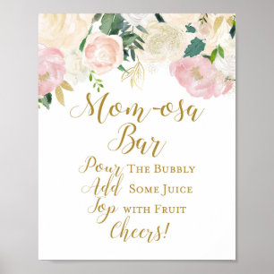 Affiche Panneau de Baby Shower Rose Pâle et Or