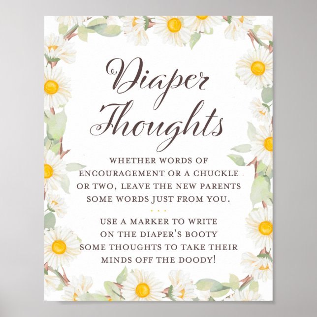 Affiche Panneau de Baby Shower Thème Daisy de Printemps (Devant)