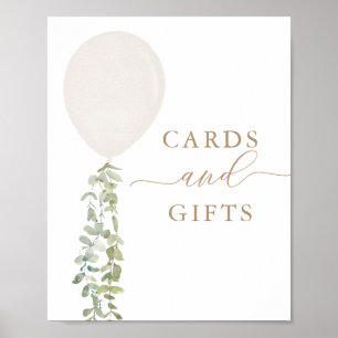 Affiche Panneau de Baby showers et cadeaux Ballons blancs