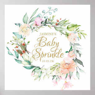 Affiche Panneau de Baby Sprinkle Rose Gold Bois Script