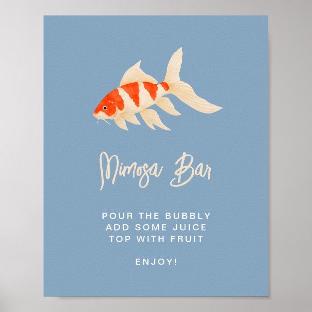 Affiche Panneau de Bachelorette Bar Mimosa Poisson Koi Aqu (Devant)