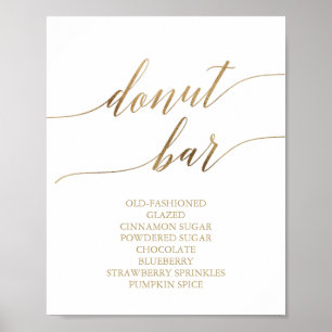 Affiche Panneau de bar à beignets en calligraphie dorée él