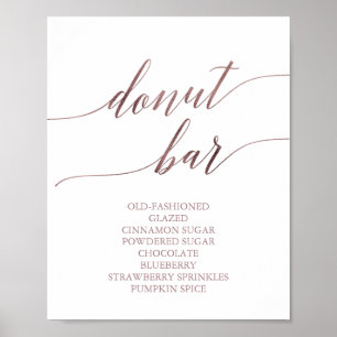 Affiche Panneau de bar à beignets en calligraphie or rose