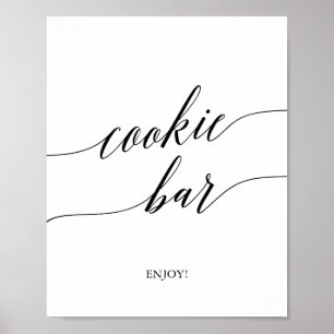 Affiche Panneau de bar à biscuits élégant en calligraphie