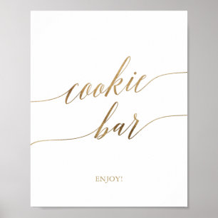 Affiche Panneau de bar à biscuits en calligraphie dorée él