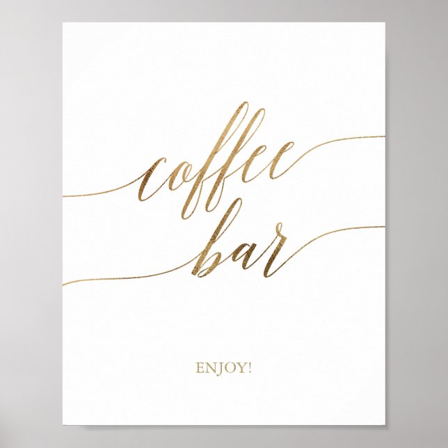 Affiche Panneau de bar à café en calligraphie dorée élégan (Devant)