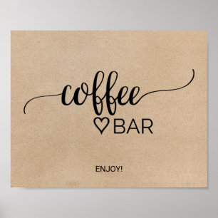Affiche Panneau de bar à café en calligraphie kraft faux s