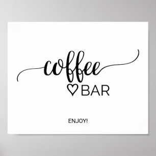 Affiche Panneau de bar à café en calligraphie noire simple