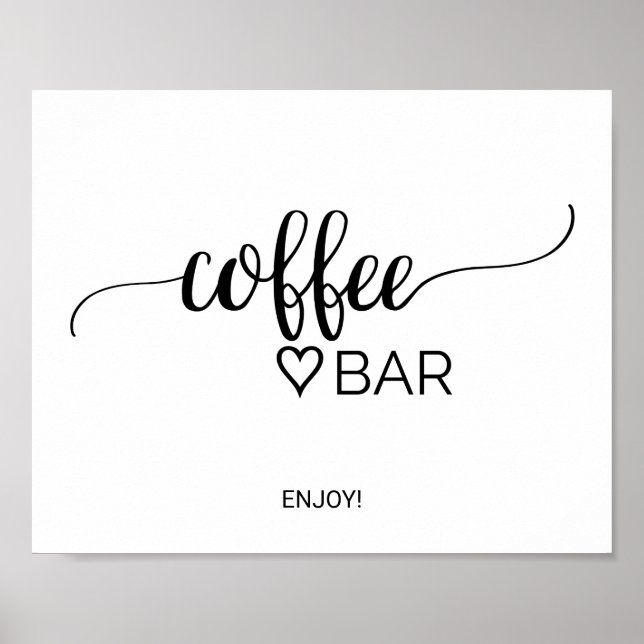 Affiche Panneau de bar à café en calligraphie noire simple (Devant)