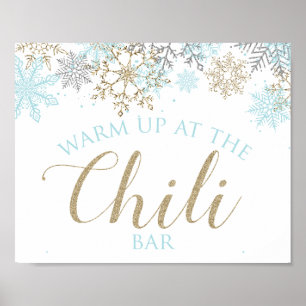 Affiche Panneau de bar à chili Winter Onederland flocons d