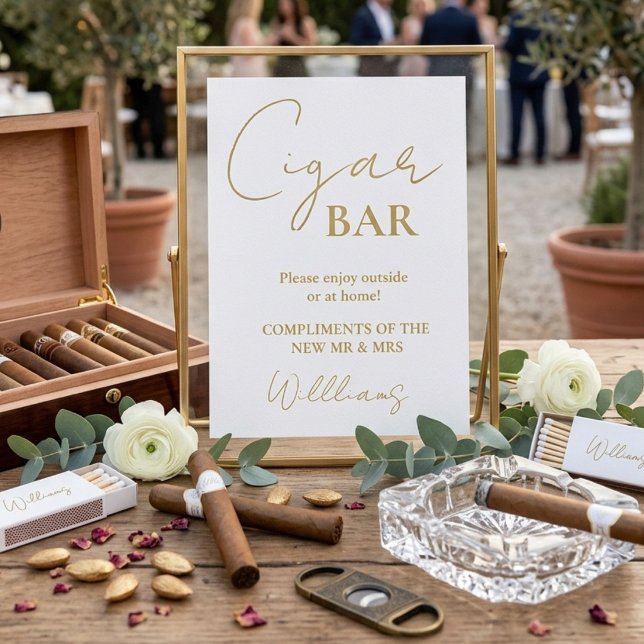 Affiche Panneau de bar à cigares de mariage à écriture min (Créateur téléchargé)