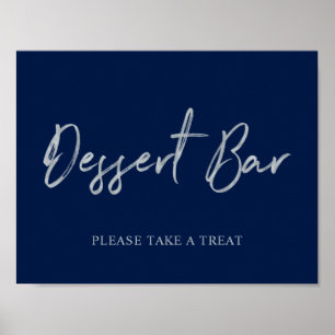 Affiche Panneau de bar à desserts à lettrage moderne bleu