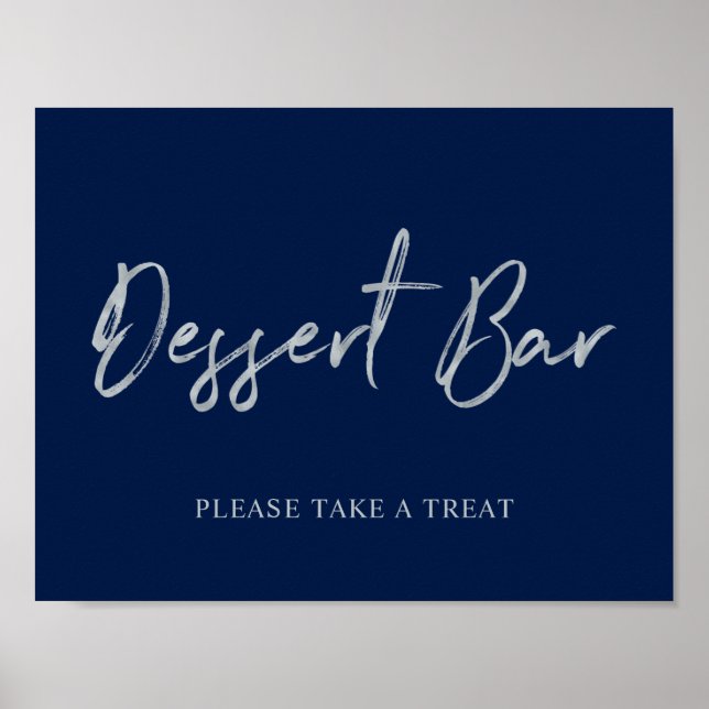 Affiche Panneau de bar à desserts à lettrage moderne bleu  (Devant)