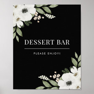 Affiche Panneau de bar à desserts botanique floral noir él