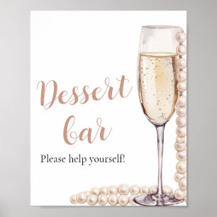Affiche Panneau de bar à desserts Élégantes Perles Roses e