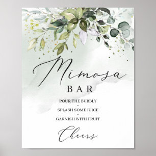 Affiche Panneau de bar à feuillage boho verdure eucalyptus