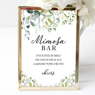 Affiche Panneau de bar à la gouache de mimosa d'eucalyptus
