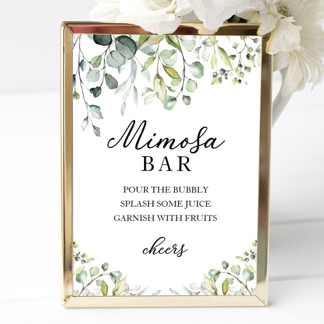 Affiche Panneau de bar à la gouache de mimosa d'eucalyptus (Créateur téléchargé)