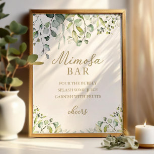 Affiche Panneau de bar à l'aquarelle Eucalyptus Mimosa de