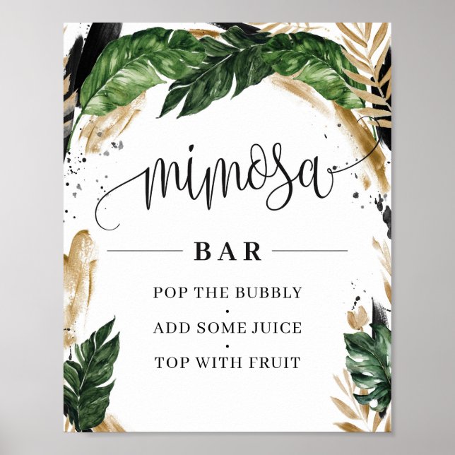 Affiche Panneau de bar à mimosa aux feuilles tropicales d' (Devant)