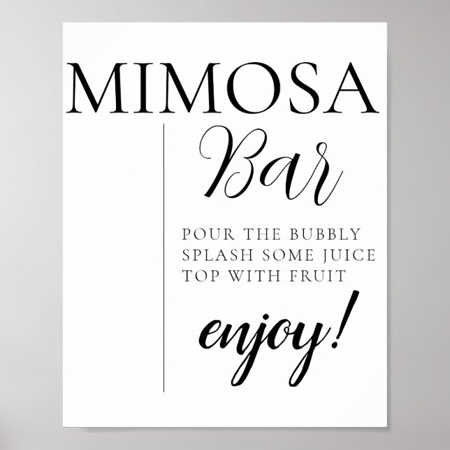 Affiche Panneau de bar à mimosa avec texte de calligraphie (Devant)