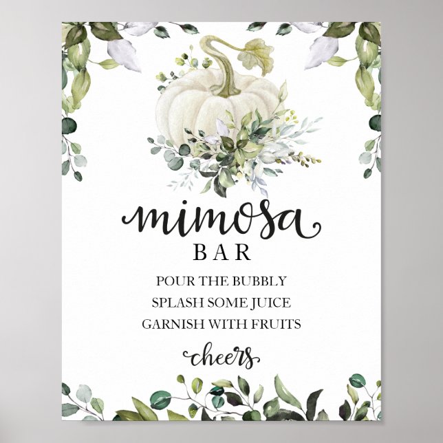 Affiche Panneau de bar à Mimosa avec verdure pour Baby Sho (Devant)