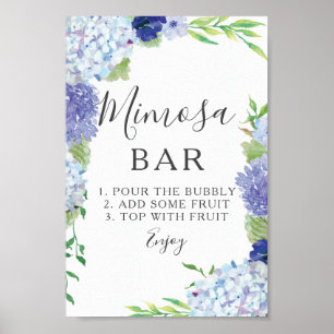 Affiche Panneau de bar à Mimosa Hortensia Bleu