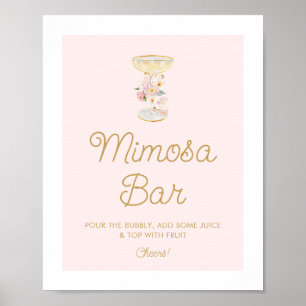 Affiche Panneau de bar à Mimosa Petales roses et Prosecco